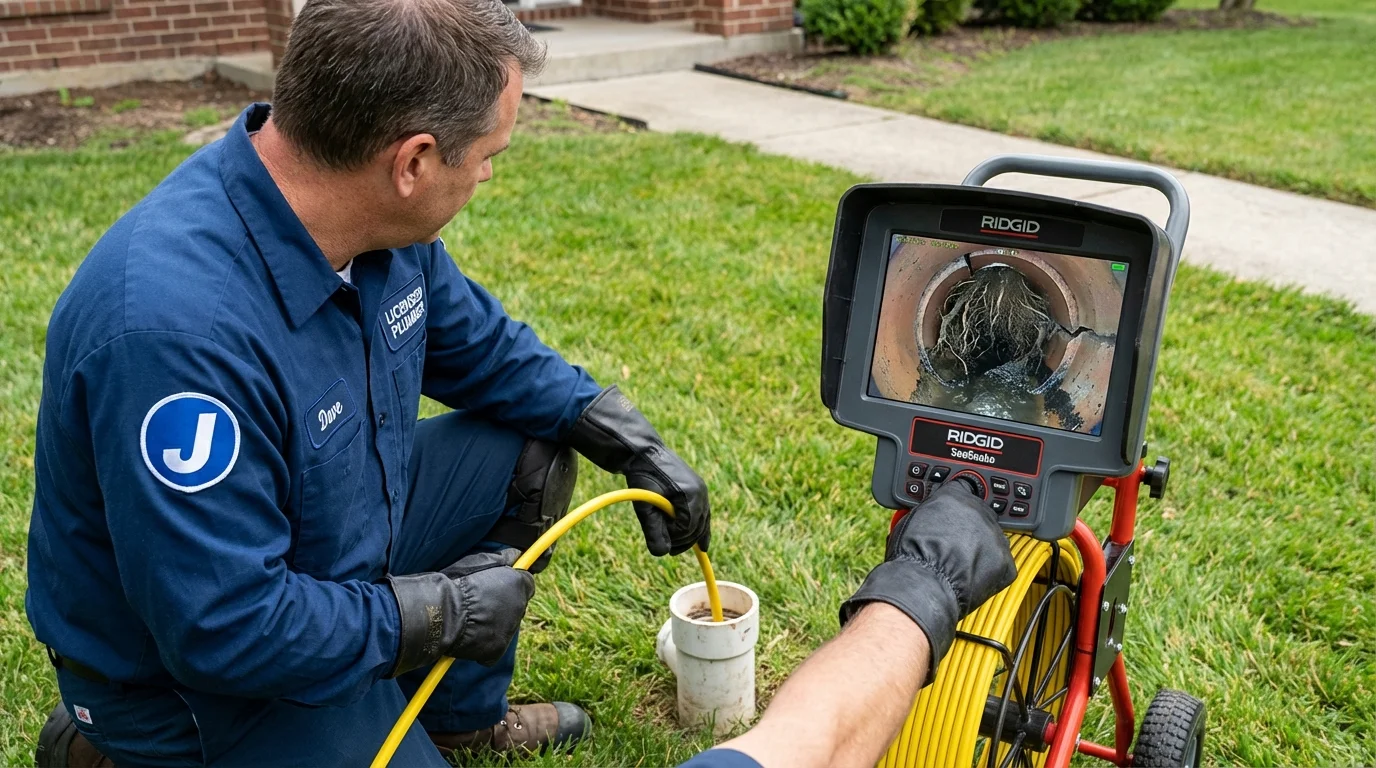 Sewer camera inspection being performed by Johns Plumbing LLC in Fairfield