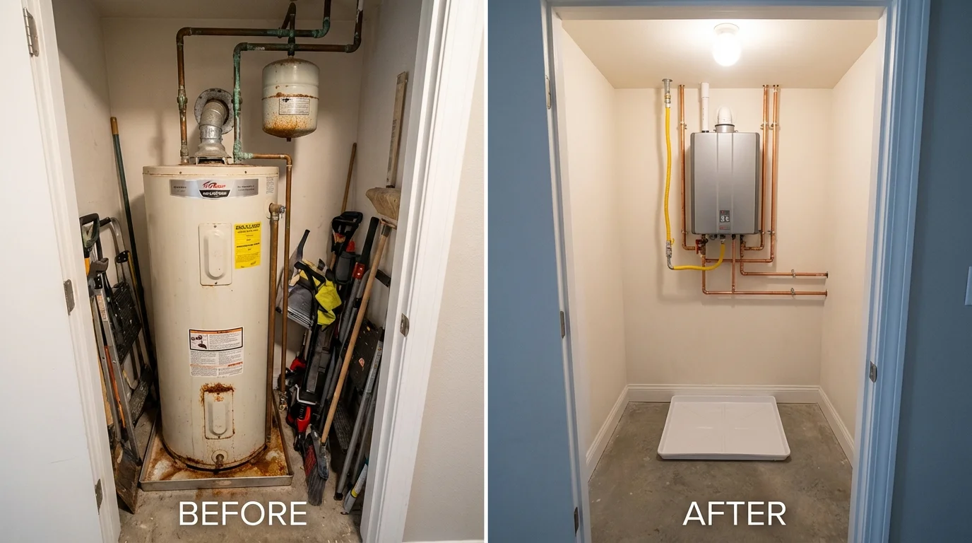 Tank water heater versus wall-mounted tankless unit comparison for Fairfield, ID homeowners